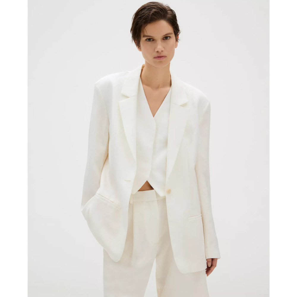 Calvin Klein Women's Notched Collar Belted Blazer White Size 2 17278